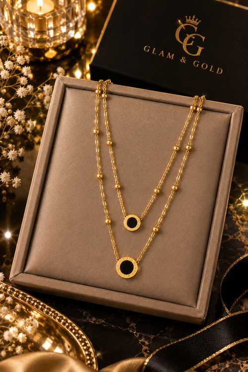 Double Black pendants necklace