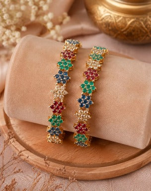 Multi floral stone bangles